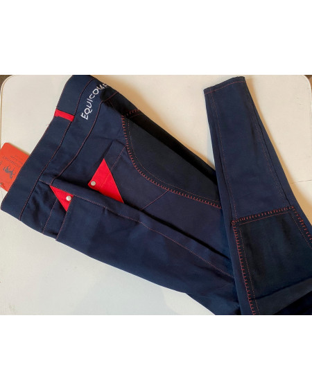 Equicomfort rijbroek m kunstleren zit, Dblauw