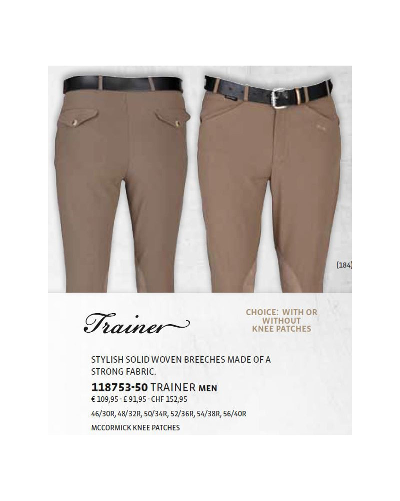 Horka herenrijbroek Trainer, kunstl. kniestuk, Walnut