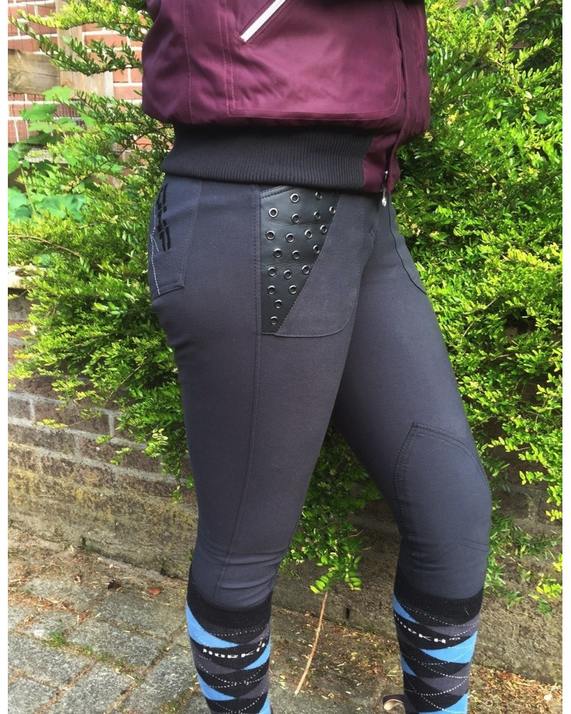 Stoere QHP rijbroek, Antraciet