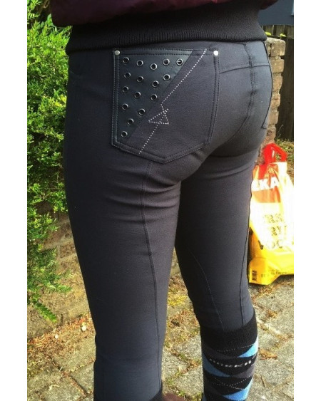 Stoere QHP rijbroek, Antraciet