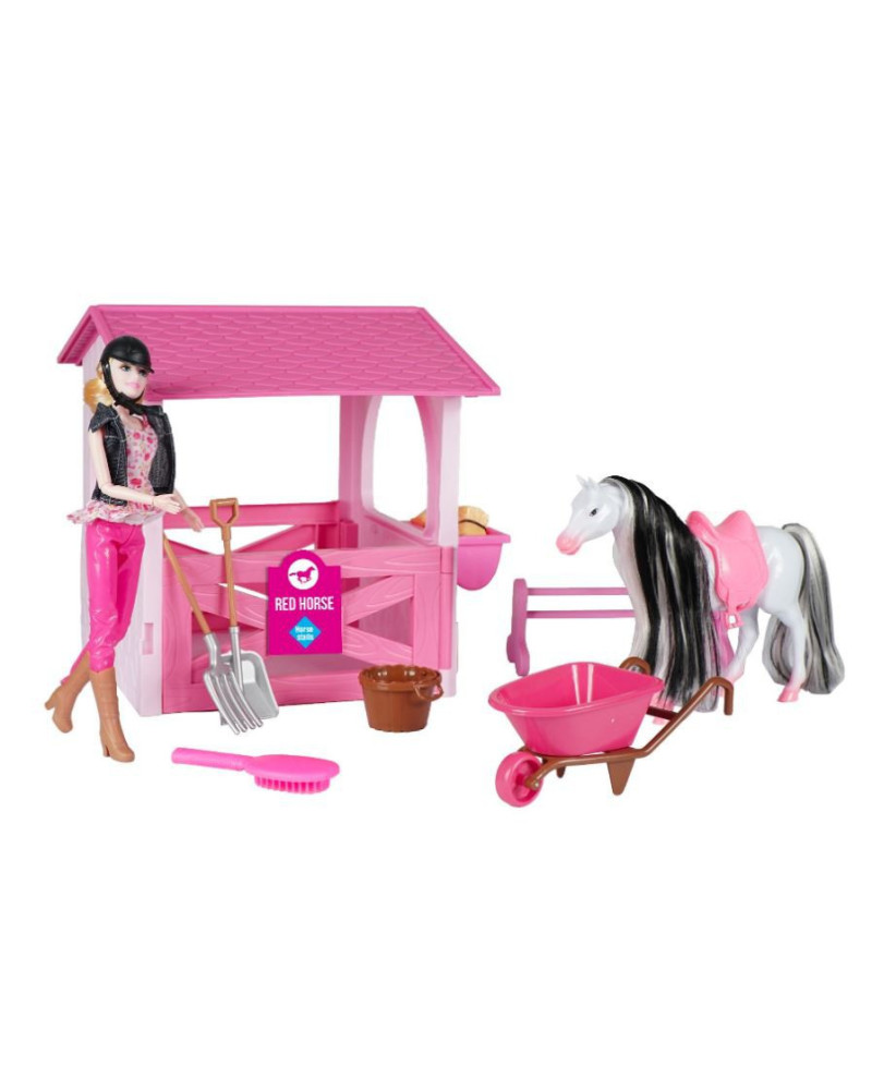 Red Horse Speelgoed Paardenstal, Roze