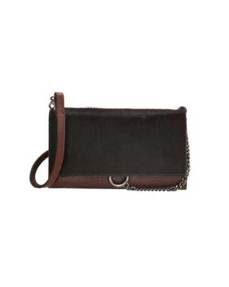 MicMacBags Mendoza Portemonnee M Telefoonvak 20066, Vacht/Leer, Donkerbruin