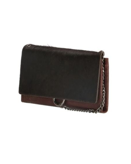 MicMacBags Mendoza Portemonnee M Telefoonvak 20066, Vacht/Leer, Donkerbruin