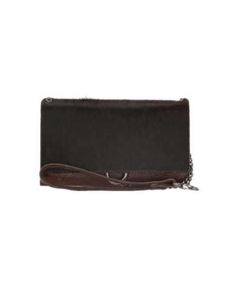 MicMacBags Mendoza Portemonnee M Telefoonvak 20066, Vacht/Leer, Donkerbruin