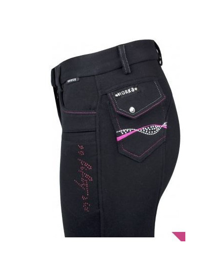 Horka Jr. rijbroek Boston Elasta, Zwart