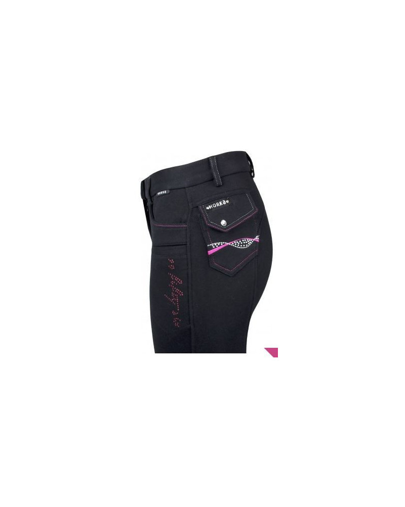 Horka Jr. rijbroek Boston Elasta, Zwart