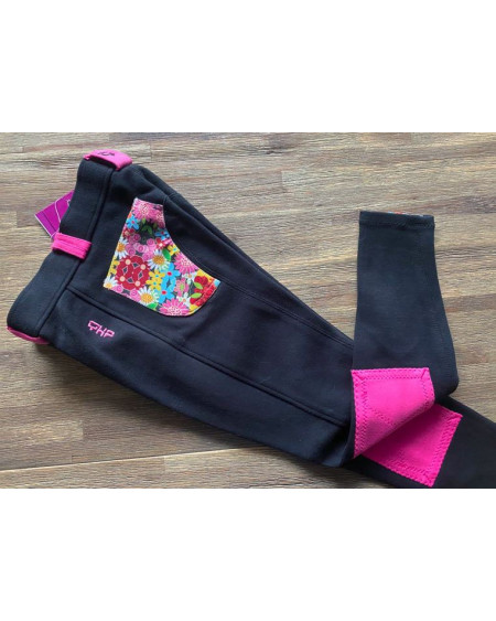 QHP Junior rijbroek Flower Power, Zwart