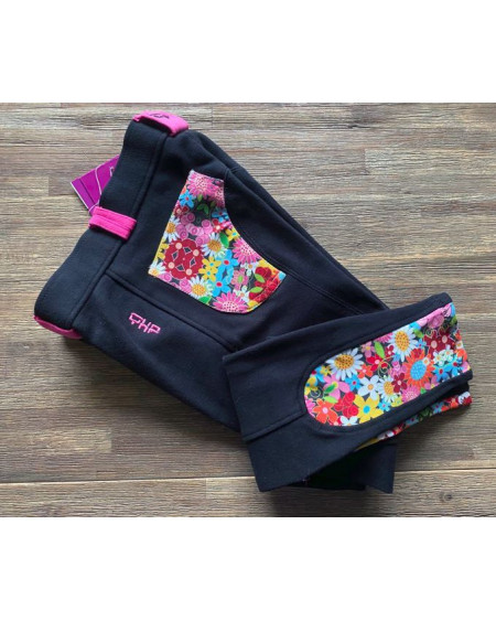 QHP Junior rijbroek Flower Power, Zwart