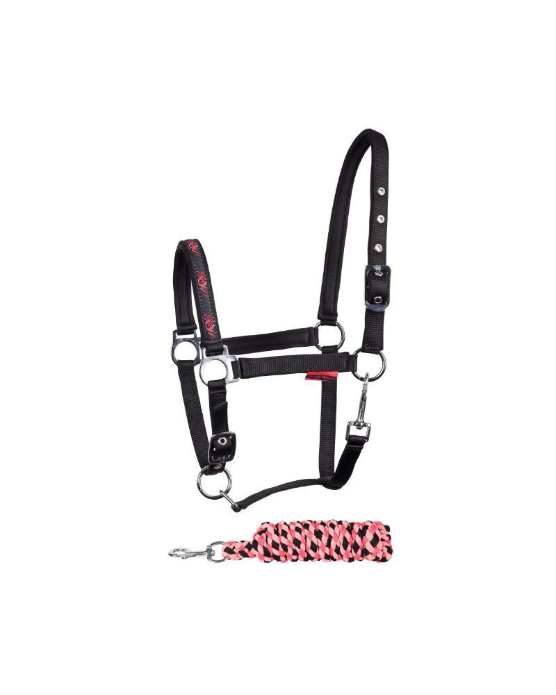 Harry's Horse Halsterset STOUT! Coral, Zwart