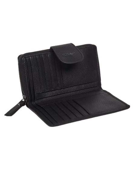 Mira Luna MIO ritsportemonnee met leren band Carpi L, Zwart