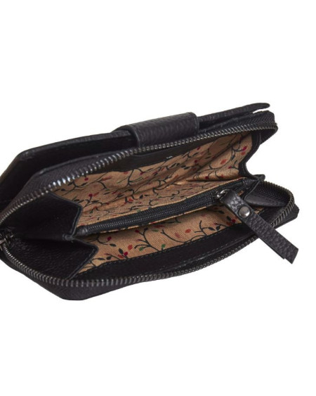 Mira Luna MIO ritsportemonnee met leren band Carpi L, Zwart