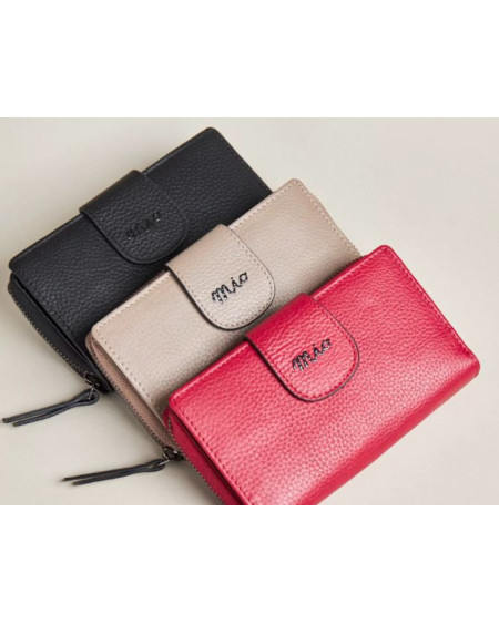 Mira Luna MIO ritsportemonnee met leren band Carpi L, Zwart