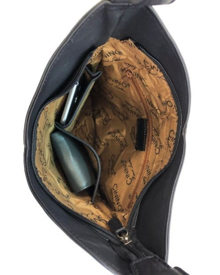 Cinino leren schoudertas Selina 6040.5, Donkerblauw