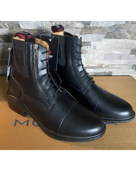 Horse Nest leren jodhpurs met zijrits en elast. veter 9070-RHZ, Zwart