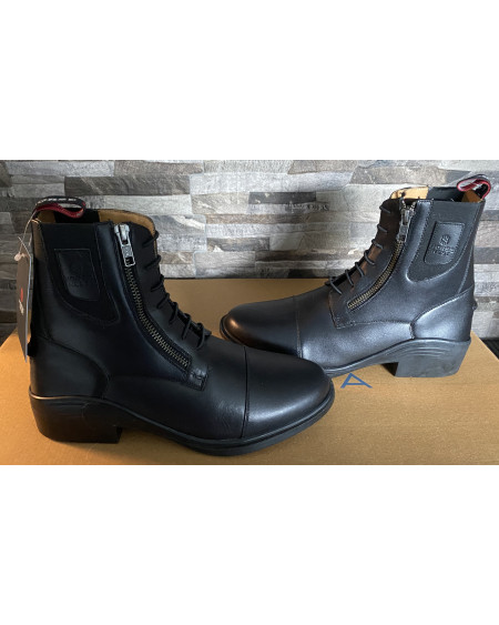 Horse Nest leren jodhpurs met zijrits en elast. veter 9070-RHZ, Zwart