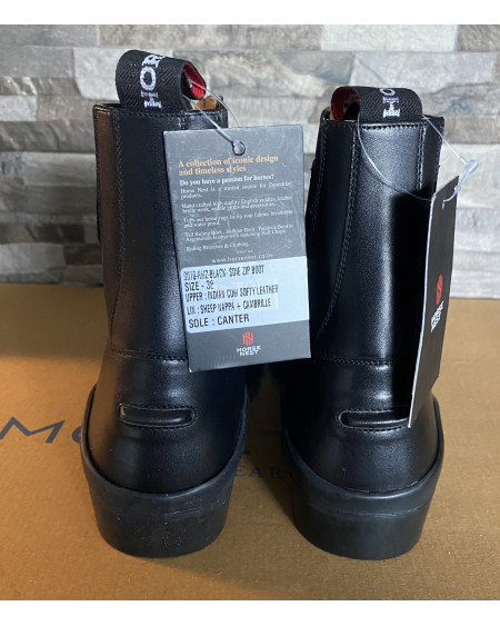 Horse Nest leren jodhpurs met zijrits en elast. veter 9070-RHZ, Zwart