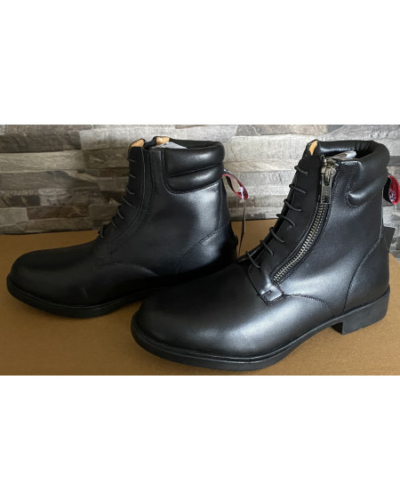 Horse Nest Leren Jodhpurs Met Rits Schuin Voor En Elast. Veter 9071-RHZ, Zwart