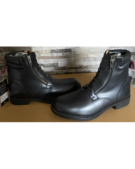 Horse Nest Leren Jodhpurs Met Rits Schuin Voor En Elast. Veter 9071-RHZ, Zwart