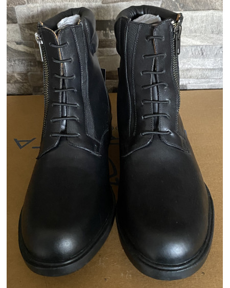 Horse Nest Leren Jodhpurs Met Rits Schuin Voor En Elast. Veter 9071-RHZ, Zwart