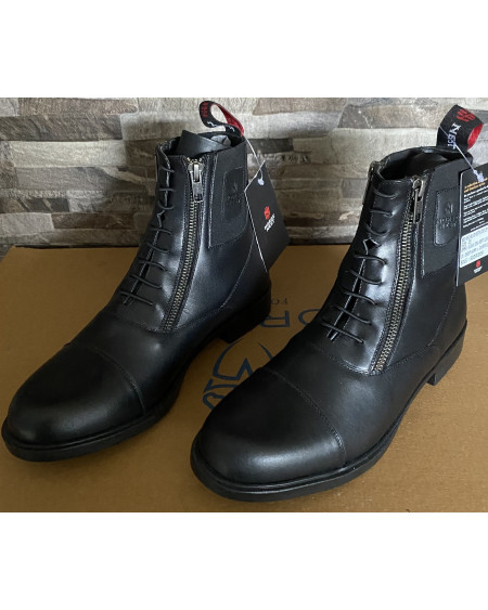 Horse Nest Leren Jodhpur M Dubbele Rits En Elast. Veter 9061-RHZ, Zwart