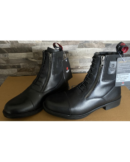 Horse Nest Leren Jodhpur M Dubbele Rits En Elast. Veter 9061-RHZ, Zwart