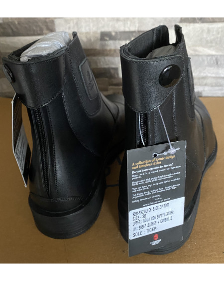 Horse Nest leren jodhpurs met rits achter 9091-RHZ, Zwart