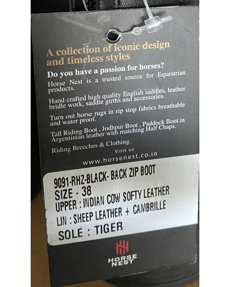 Horse Nest leren jodhpurs met rits achter 9091-RHZ, Zwart