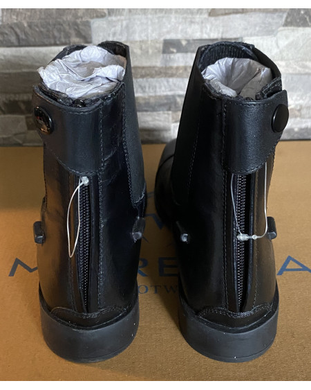 Leren jodhpurs met rits achter en elastische veter voor, Zwart