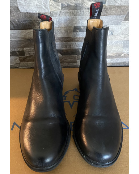 Horse Nest soepele leren jodhpurs, Instapper, Zwart
