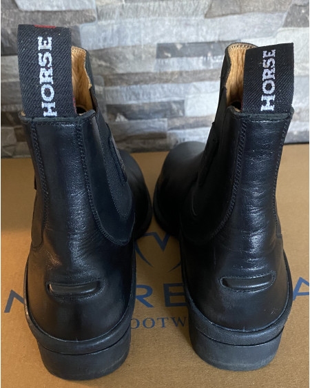 Horse Nest soepele leren jodhpurs, Instapper, Zwart