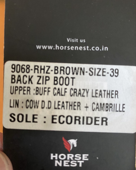 Horse Nest nubuck leren jodhpurs met rits achter en elast. veter voor 9068-RHZ, Donkerbruin
