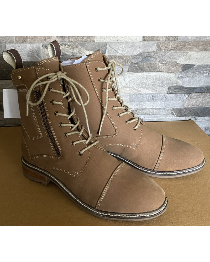 Nubuck leren jodhpur m schuine rits en vetersluiting, 1154, Tan