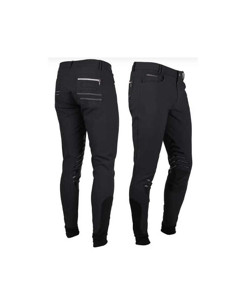 QHP herenrijbroek Dave, siliconen knie, Antraciet Grijs