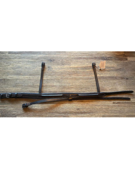 Kavalkade neusriem m bling, Donkerbruin (contrasterend stiksel)