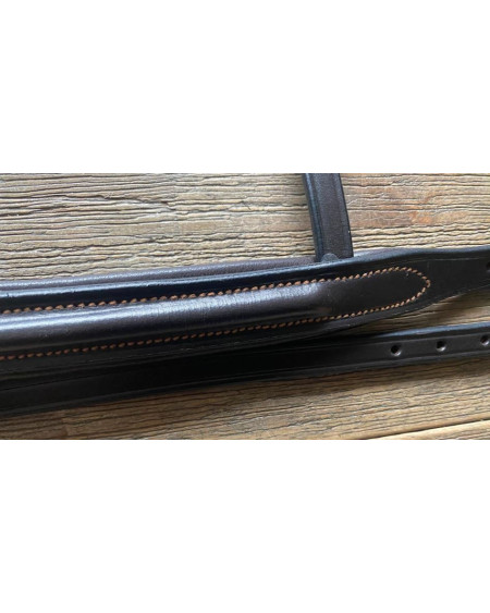 Kavalkade neusriem m bling, Donkerbruin (contrasterend stiksel)