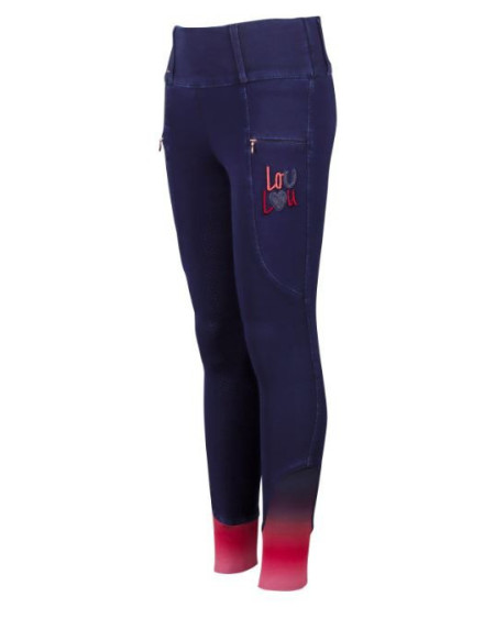 HH Rijbroek Equitights LouLou Denim Full Grip, Dress-Blues