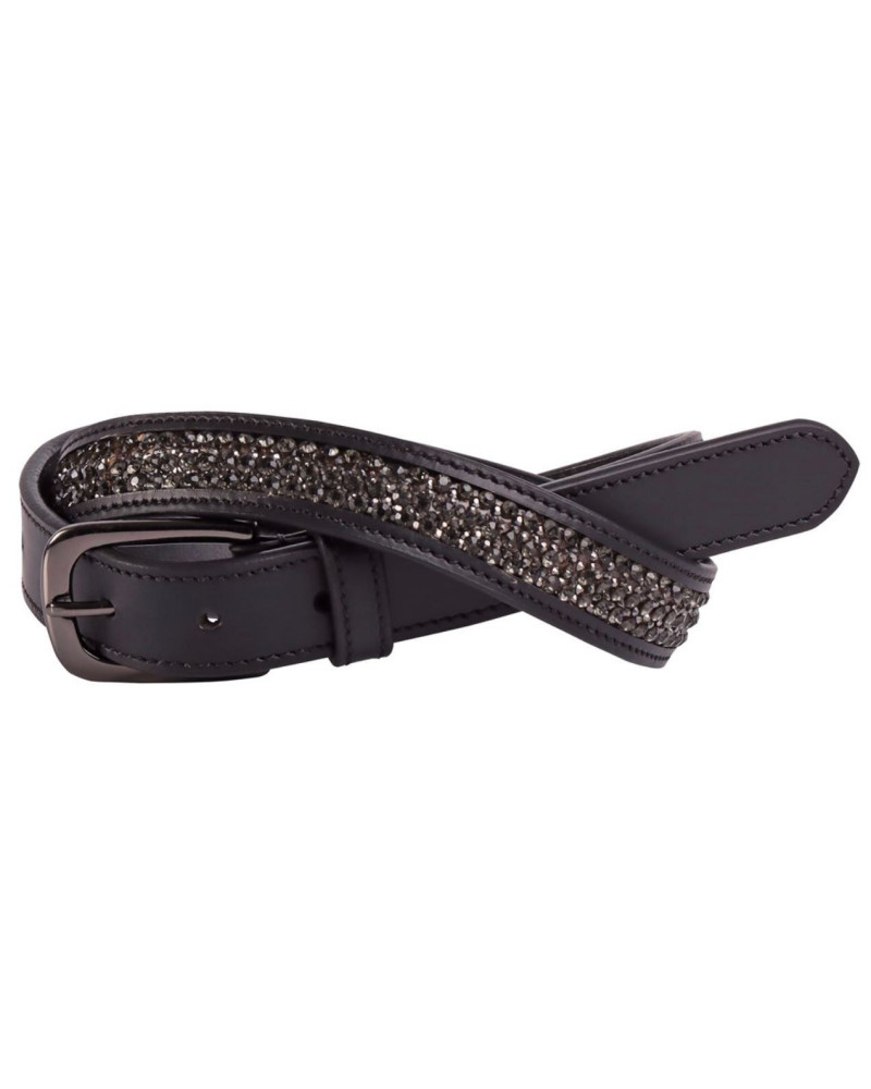 Harry's Horse Riem Leder Crystal, Zwart-Gunmetal