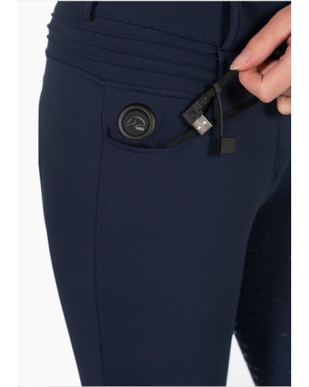 HKM Verwarmde rijbroek -Comfort- Style, siliconen zitvlak, Donkerblauw