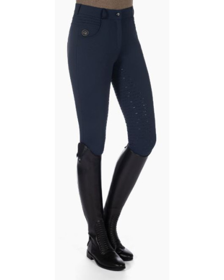 HKM Verwarmde rijbroek -Comfort- Style, siliconen zitvlak, Donkerblauw