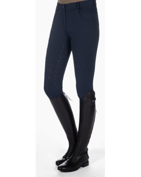 HKM Verwarmde rijbroek -Comfort- Style, siliconen zitvlak, Donkerblauw