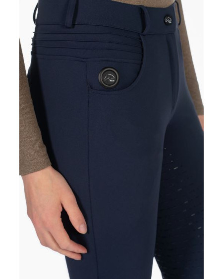 HKM Verwarmde rijbroek -Comfort- Style, siliconen zitvlak, Donkerblauw