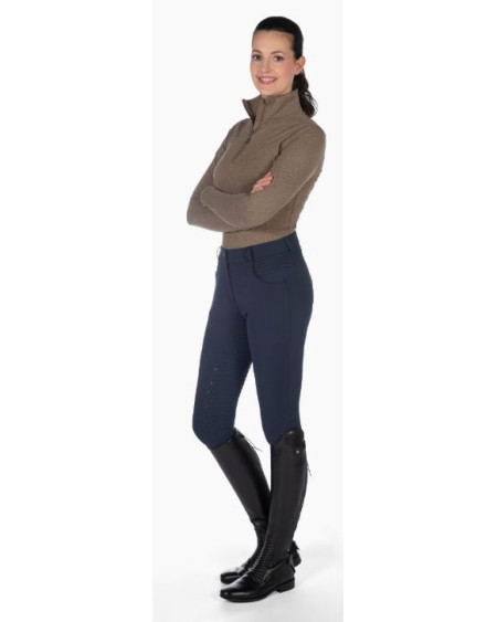 HKM Verwarmde rijbroek -Comfort- Style, siliconen zitvlak, Donkerblauw