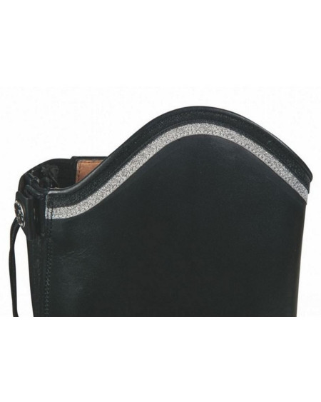 HKM Leren Rijlaarzen Valencia Style, Lang en Smal, Zwart/Zilver