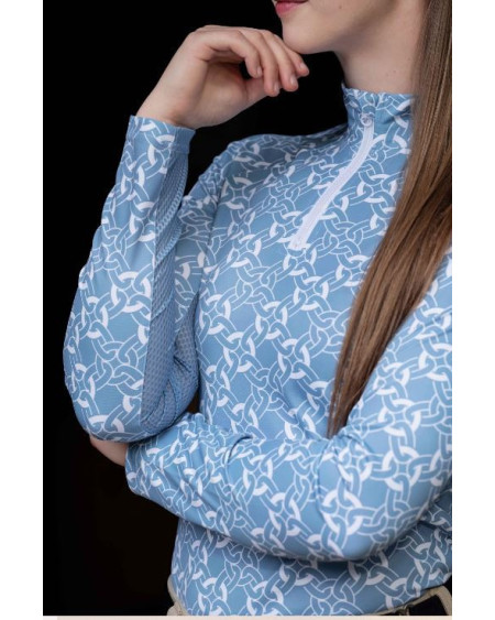 HKM shirt Minimal, lange mouw, rookblauw/wit