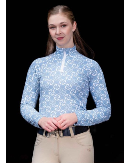 HKM shirt Minimal, lange mouw, rookblauw/wit