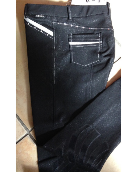 Horka Madrid rijbroek, Zwart glitter