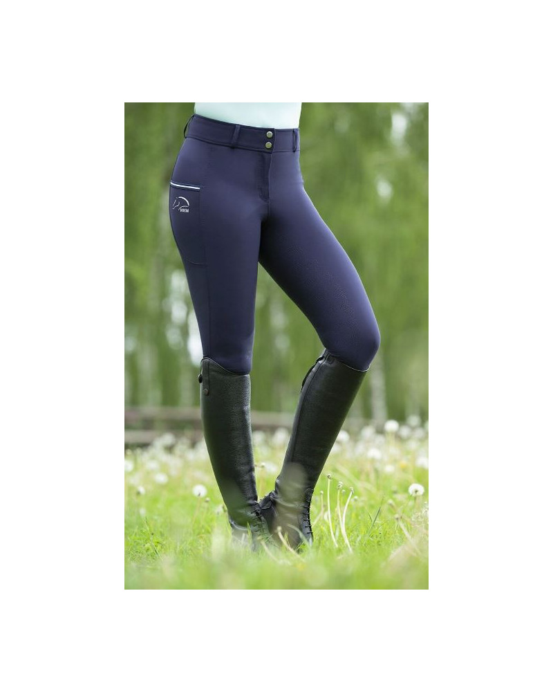 HKM Rijbroek Comfort FLO Style, siliconen zitvlak, Donkerblauw