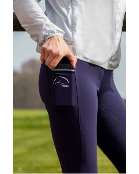 HKM Rijbroek Comfort FLO Style, siliconen zitvlak, Donkerblauw