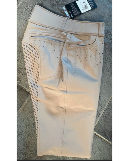 HKM rijbroek Lavender Bay, siliconen full seat, Taupe