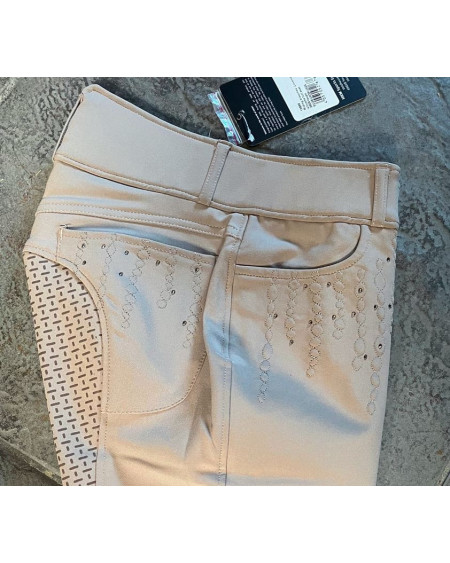 HKM rijbroek Lavender Bay, siliconen full seat, Taupe